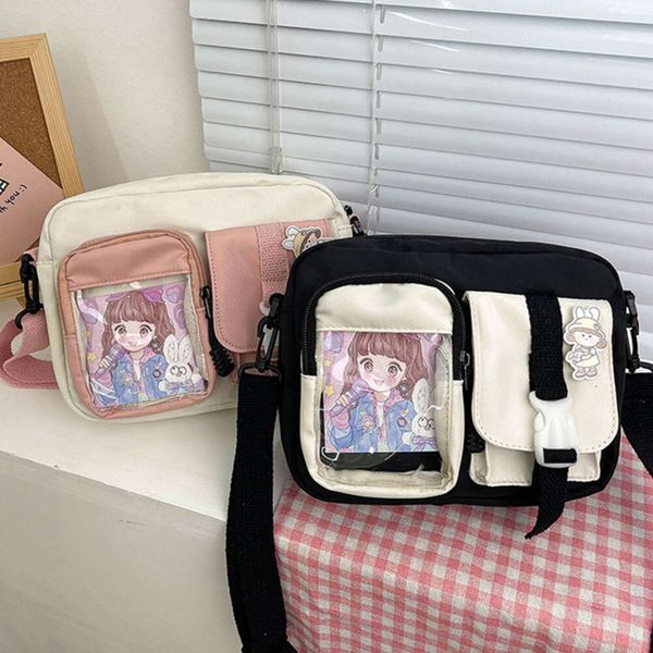 Сумки Kawaii в японском стиле, женские лоскутные цветные нейлоновые сумки, сумка через плечо с несколькими карманами, школьная сумка, сумки через плечо, сумка-тоут