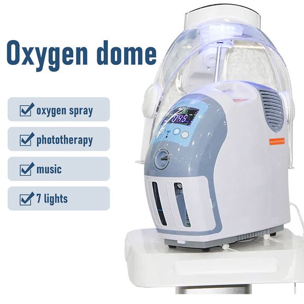 Multifuncional 7 cores led terapia de luz oxigênio rosto cúpula cuidados com a pele hidro oxigênio máquina facial com sistema pdt