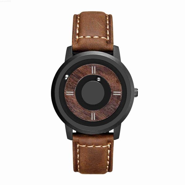 Ahşap Manyetik Çelik Ball Kişilik Yaratıcılık Pointer Concept Network Red Trend Quartz Watch Kadın Erkek Çift İzle