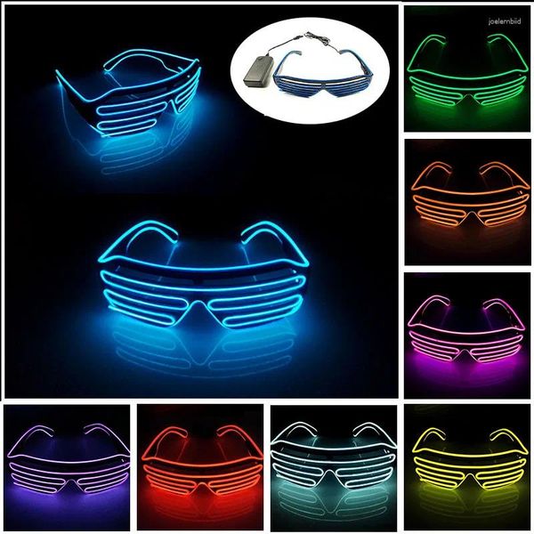 Occhiali da sole Moda LED EL Occhiali con otturatore Barre luminose fluorescenti Bar pasquale Rave Neon Musica Regalo Po Prop