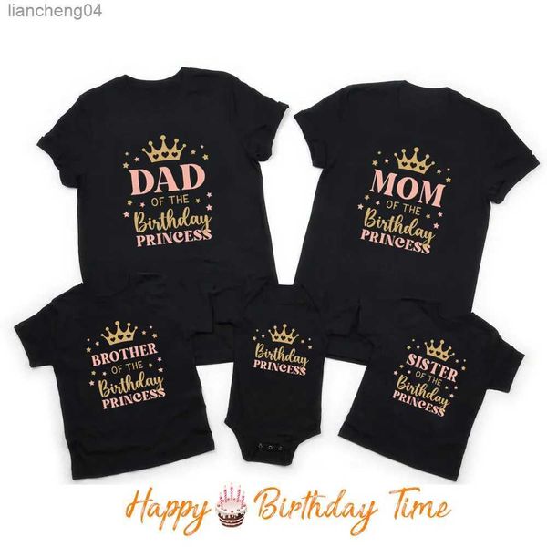 Abiti coordinati per la famiglia Compleanno carino Principessa Papà Mamma Abiti coordinati per la famiglia Padre Madre Bambini Festa di compleanno T-shirt Costumi