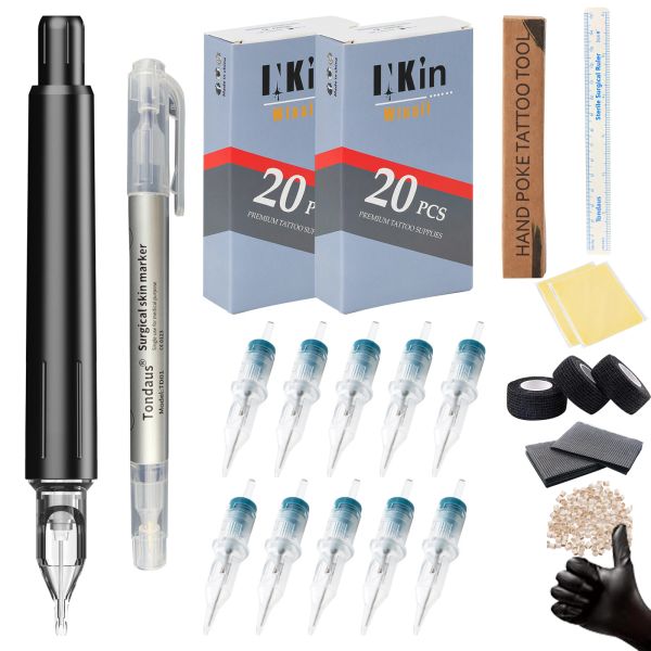 Accessori INKIN Fai da te Strumento per colpire a mano Cartuccia Aghi Stick per tatuatori Tatuaggi fatti a mano Accessori per aghi per penna per tatuaggio manuale