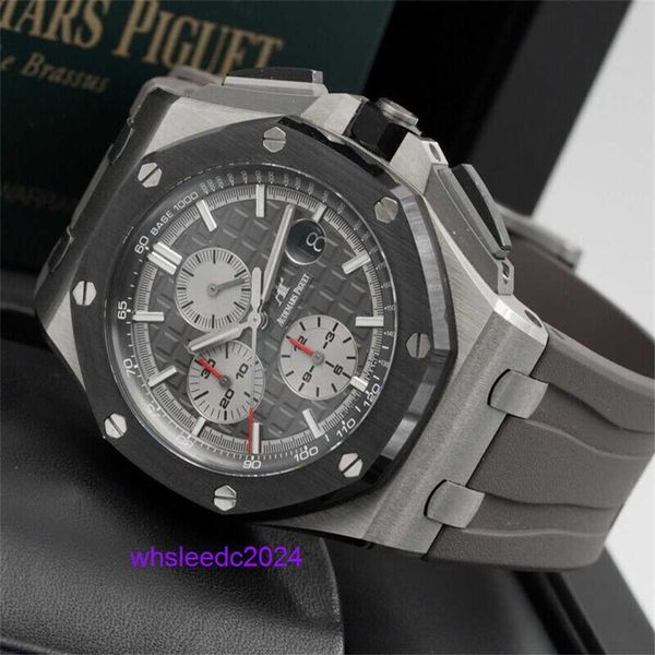 Orologi meccanici svizzeri Audemar Pigue Epic Royal Oak Offshore Series 26400io Orologio da uomo Cerchio in ceramica nera Disco grigio Data timer 44 mm Macchinari automatici HB RDKI