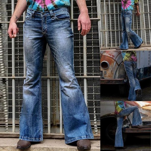 Jeans maschi maschi pantaloni a bagliori lunghi pantaloni per le gambe in denim sciolto