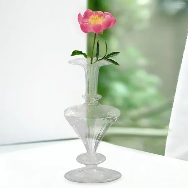 Vasos vaso de vidro moderno simples vaso de flores arranjo de mesa peça central para armário de tv escritório quarto entrada decoração de casa