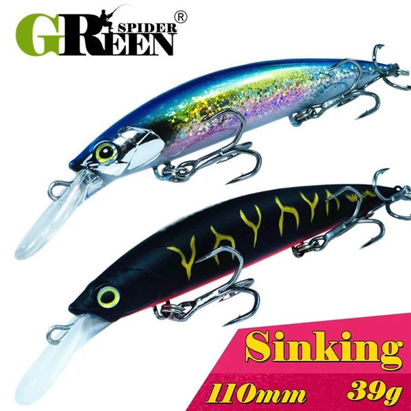 GREENSPIDER 110mm39g Para Pesca Isca Künstliche Leurre Souple Angeln Köder Wobbler Harte Minnow Angeln Köder ABS Kunststoff Köder 240220