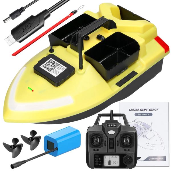 Finder V020 40 pontos GPS Isca de pesca Boat 500m Controle remoto Bait Boat Boat Dual Motor Finder Correção Night Light Turn Signal