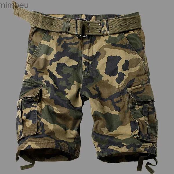 Pantaloncini da uomo 2023 estate stile coreano mimetico pantaloncini cargo militari da uomo lavaggio sciolto pantaloncini cargo multitasche per uomo 29-42 240226