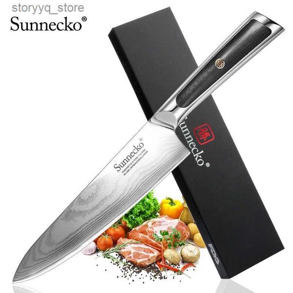 Küchenmesser Sunnecko Pro Chef Küchenmesser aus Damaststahl VG10-Kern 73 Schichten Schneiden Spalten Schälen Fleisch Fisch Obst Kochzubehör Q240226