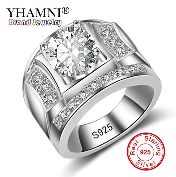 YHAMNI Moda Originale 100 925 Argento Promessa Anelli di fidanzamento per coppie Uomo Donna Anello nuziale Lusso 1ct CZ Zircone Gioielli K9028061