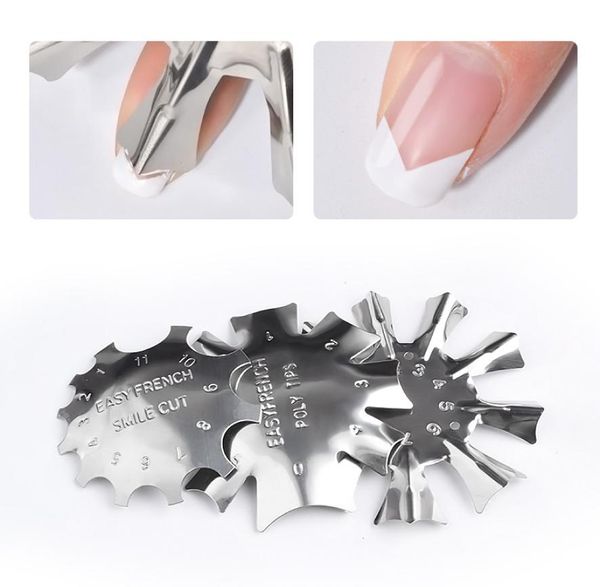 French Line Edge Cutter Stencil Trimmer French Tips Design Mould Plate Multisize Nail Art Styling Tool Acciaio inossidabile5187540