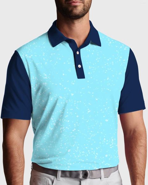 Polo da uomo T-shirt polo blu maculato Camicia di tendenza con stampa artistica Abbigliamento estivo a maniche corte personalizzato