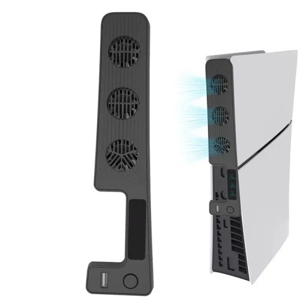 STANDS PS5 Slim Refrigeing Film para PS5 Slim Console Fan de resfriamento externo Fan de resfriamento 3 Fan Silent VERTICAL STANCE COM 3 VELOCIDADE Nível de velocidade