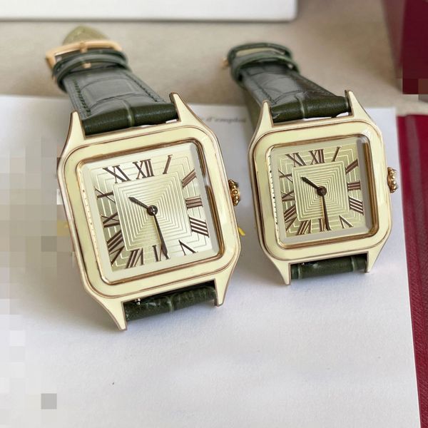 Формальные дизайнерские часы женские квадратные мужские часы высокого качества для формального отдыха повседневные наручные часы из нержавеющей стали черный зеленый кожаный ремешок для часов xb013