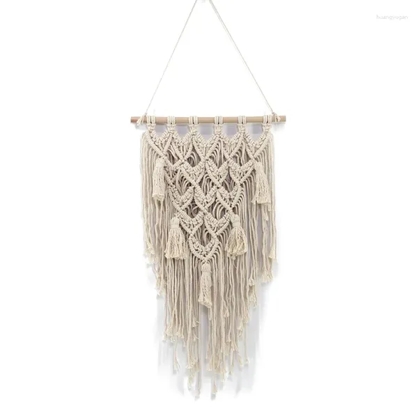 Tapeçarias macrame boho parede pendurado decoração tecido tapeçaria chique algodão artesanal arte boêmia com borla longa para decoração de casa