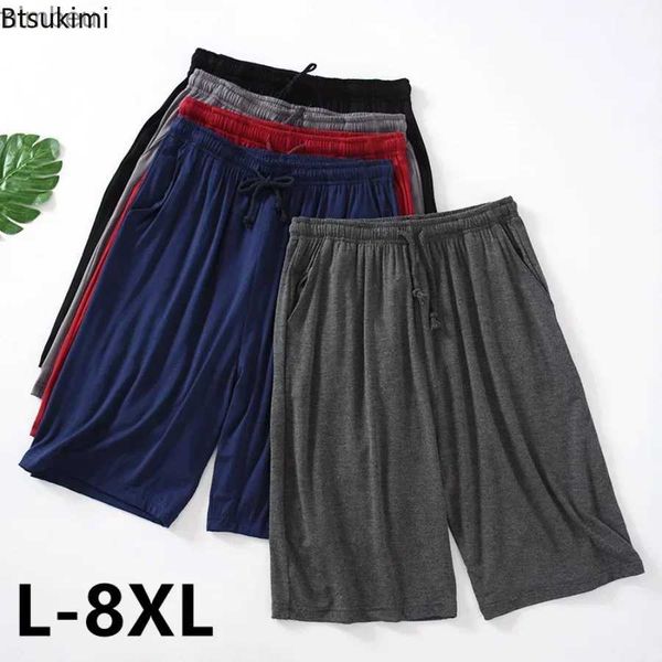 Shorts masculinos plus size 7xl 8xl shorts casuais de dormir para homens casuais modais pijamas masculinos verão macio cinco pontos algodão praia shorts masculino 240226