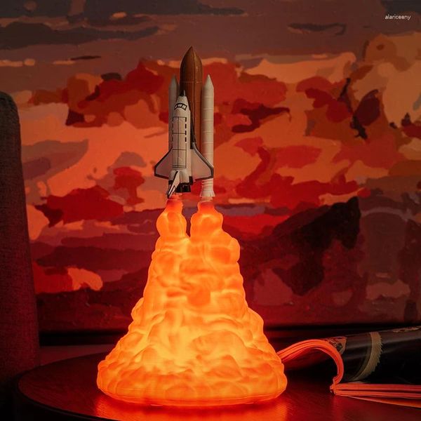 Nachtlichter Shuttle Straight Large Size 2024 Weltraumlampe und Mondlampen im Licht von 3D Print For Lovers Rocket