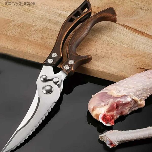 Facas de cozinha 1 pc atualizado tesoura de cozinha de aço inoxidável resistente afiada tesoura multiuso para ossos frango carne peixe churrasco tesoura q240226