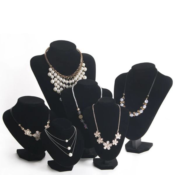 Collane modello busto mostra espositore 6 opzioni espositore per gioielli in velluto nero per donna collane pendenti manichino porta gioielli organizer
