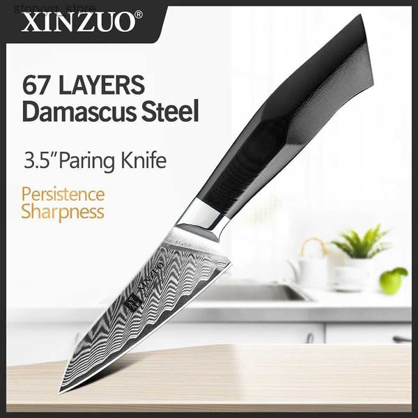 Küchenmesser XINZUO 3,5 Zoll Schälmesser Damaststahl Rasiermesserscharfe Klinge G10 Griff Chinesischer VG10 Stahl Küchenmesser Chefs Tool Cut Q240226