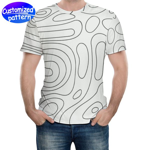 T-shirt personalizzata da uomo con stampa completa Stampa personalizzata assorbente del sudore Comfort traspirante girocollo rinforzato 95% poliestere + 5% spandex 202 g bianco