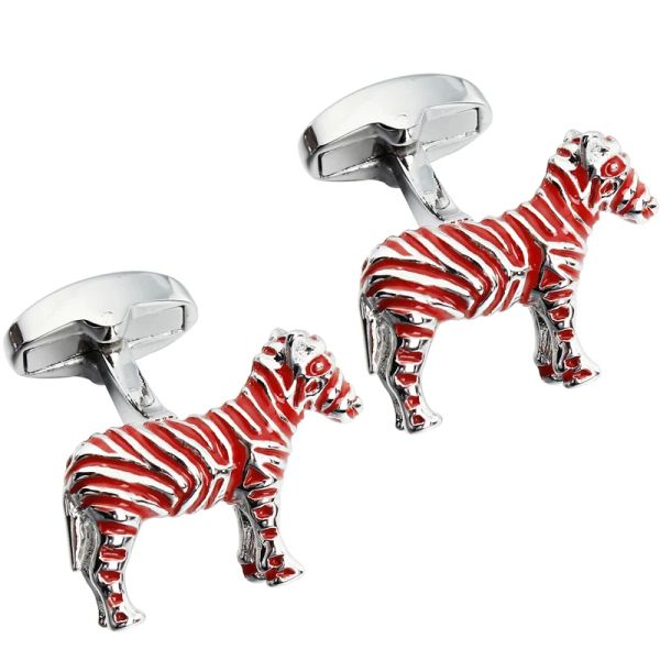 Links Brand Hawson Animal Manschettenknöpfe interessante rot gestreifte Zebra -Manschetten Links Hochwertige Herren -Shirt -Accessoires Beste Geschenke für Männer