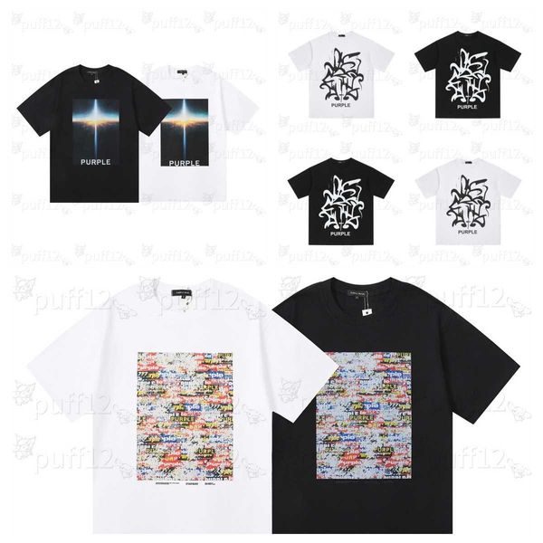 Erkekler Tasarımcı T Shirt Mor Marka Tişört Yaz Moda Alfabe Baskı Graffiti Yüksek Kaliteli Çift Pamuk Anime Günlük Kısa Kollu Erkek Tişört Gömlek S-XL