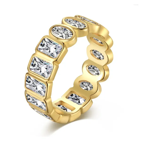 Cluster-Ringe Ring aus 925er-Sterlingsilber mit hochwertigem, handeingelegtem Zirkon und exquisitem Verschluss