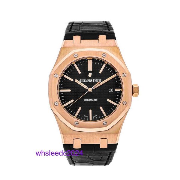 Швейцарские механические часы Audemar Pigue Airbnb Мужские часы Royal Oak Series 15400 или 18-каратное розовое золото с черной пластиной Мужские модные часы для отдыха Бизнес Спортивные часы HB GVIN