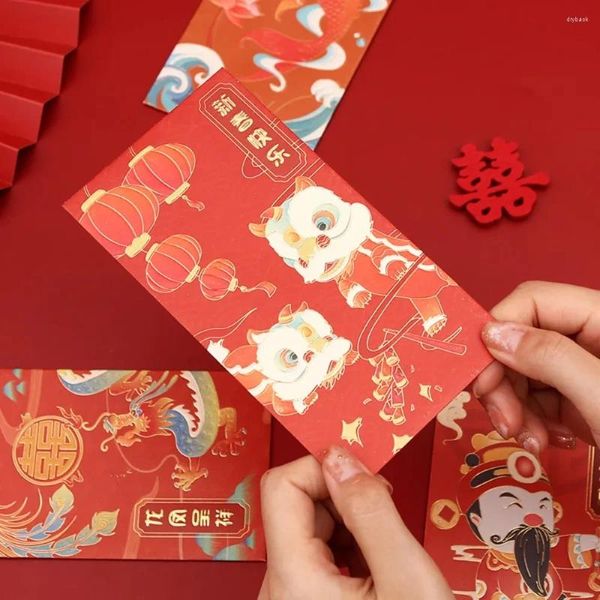 Envoltório de presente 20 pcs Carimbo Festival de Primavera Envelope Vermelho Dragão e Phoenix Impresso Estilo Chinês Saco de Dinheiro da Sorte