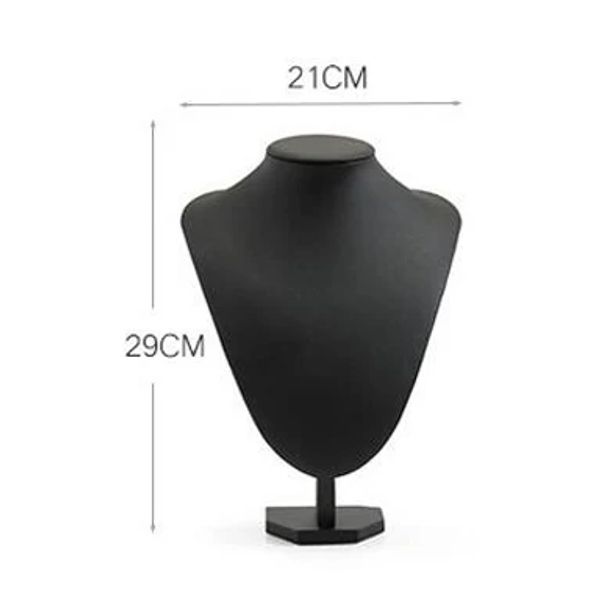 Collane Modello di alto livello Busto Mostra Espositore 6 Opzioni Espositore per gioielli in PU nero Pendenti per collane Manichino Set di organizer per portagioielli