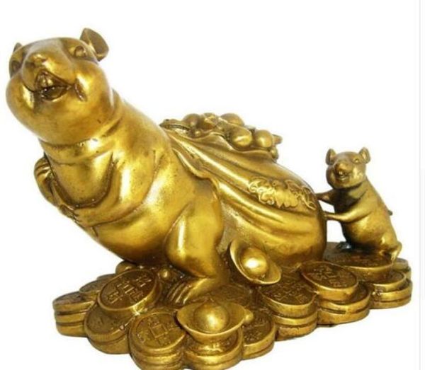 Lingotto tascabile per soldi posteriori Ornamenti in bronzo di ratto d'oro fortunato0125163600