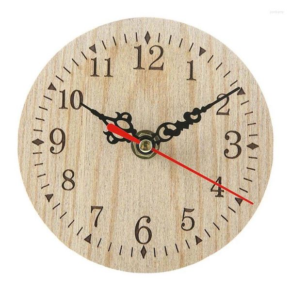 Настенные часы в стиле ретро, винтажный стиль, деревянные круглые маленькие настольные часы, тихие цифры, кварцевые для украшения дома, необходимость