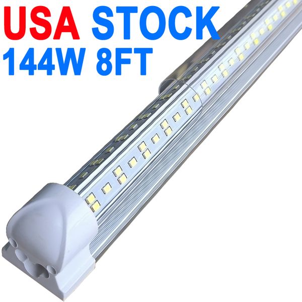 8FT LED Shop Light Garage 144W 6500K 14400LM Luce bianca, T8 8FT LED Tube Lights Magazzino Officina Seminterrato, LED collegabile ShopLights Garage Magazzino crestech