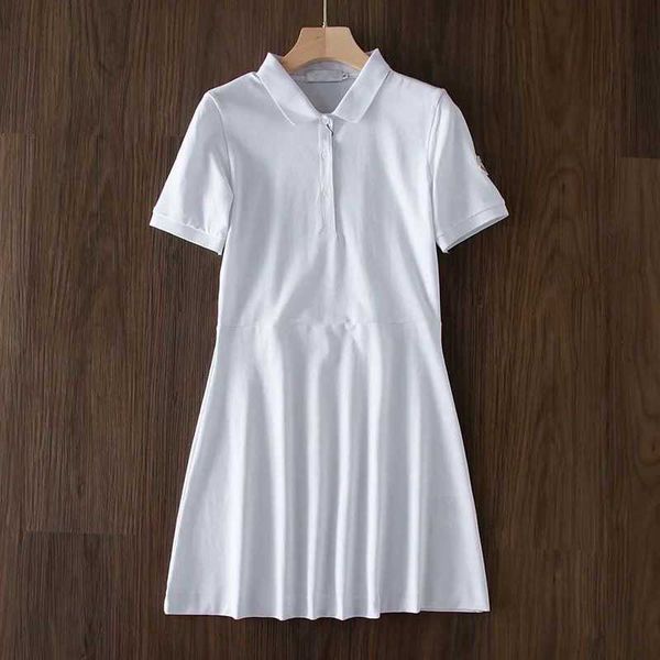 Tasarımcı Tasarımcı Kadın Elbise Polo Yakası Saf Renk Whiteblackblue Sport Bel İnce Elbise Yaz Pamuklu Tişört Tişört Taste Designerujmx