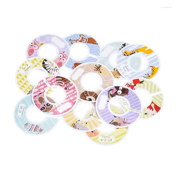 Вешалки 12 шт., круглые вешалки для детской одежды с цветочным принтом, разделители размеров, кольцо для маркировки, шкаф