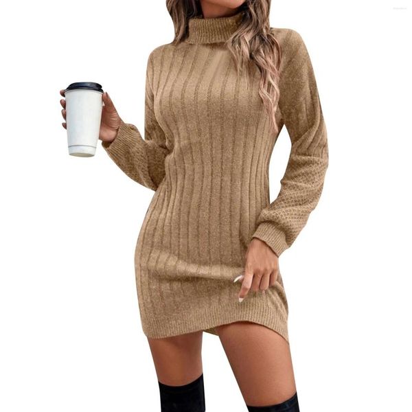 Casual Kleider Winter Woolen Frauen Kleid 2024 Herbst Lose Mode Entspannt Gestrickte Pullover Lange Ärmel Dicke Vintage Sudaderas