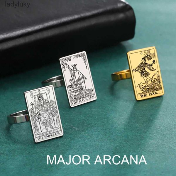 Anel Solitaire Skyrim Tarot Cards Anéis Mulheres Homens Aço Inoxidável Astrologia Anéis de Dedo Arcanos Maiores Amuleto Jóias 2023 Tendência Presente para Amigo 240226
