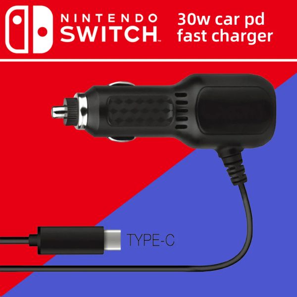 Carregadores de alta velocidade carregador de carro para nintendo switch com cabo de carregamento usbc carregador de carro carregador dc para nintendo switch lite