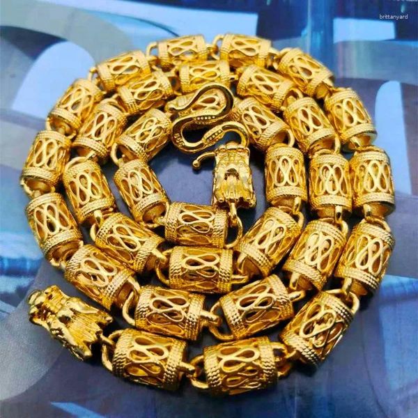 Ciondoli 24 pollici 24K placcato oro 9 cm rubinetto collana di bambù cavo per uomo Bro gioielli collane catena fidanzamento regalo di compleanno di Natale