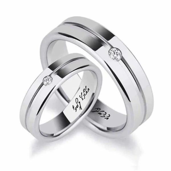 Anéis Strollgirl Sterling Sier Nome Gravado Personalizado Casal Anéis de Dedo para Mulheres Personalizado Joias de Casamento Presente Navio Livre