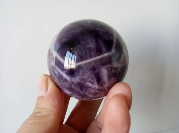 Dekorative Figuren, 58 mm, natürlicher Traum-Amethyst-Kristall, Kugel, Kugel, Edelstein