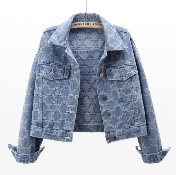 Giacca da donna firmata primavera 2024 manica lunga con risvolto giacche con collo a risvolto giacca di jeans firmata da donna cappotto da donna in denim