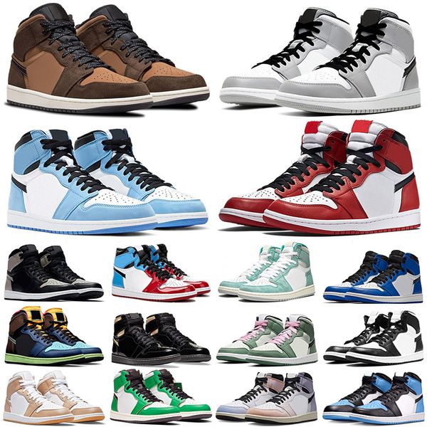 Jumpman 1 Basketbol Ayakkabıları Erkekler Kadınlar 1S Üniversitesi Mavi Dark Mocha Chicago Unc Hyper Royal Yüksek Örümcek Ayet Palomino Tepe Kayıp Bulunan Eğitimler Sporcular 36-47