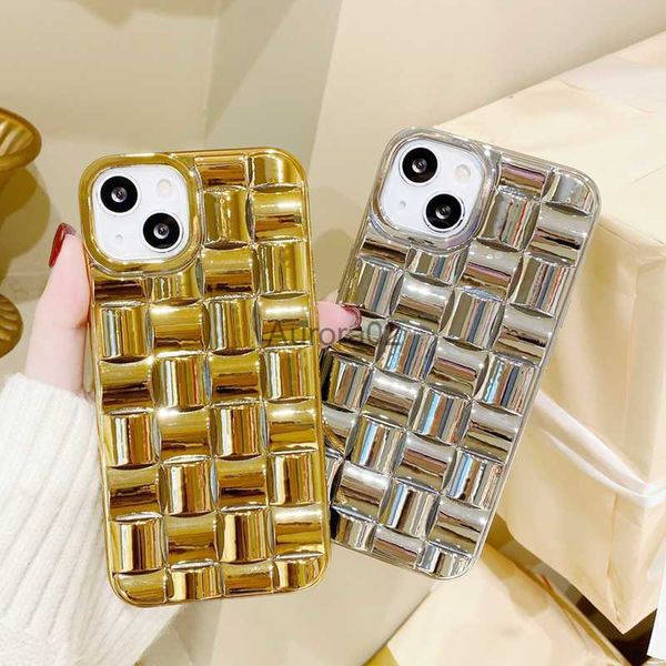 Capas de telefone celular One Piece Fashion Weave para iPhone 15 Pro Max 14 Plus 12 11 13 Max X XR XS XSMAX 6 7 8 SE Galvanoplastia Capa Samsung S23 Ultra S22P Mobile Shell 240219