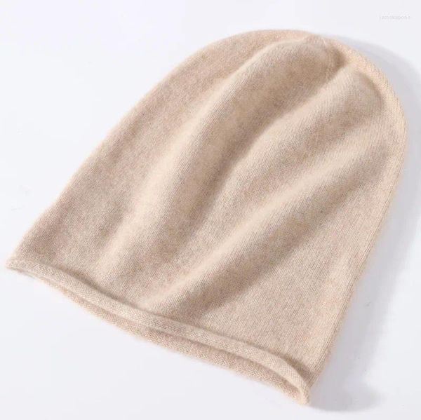 Berets Reines Kaschmir Stirnband Gehörschutz Wollmütze Einfarbig Gekräuselt Gestrickte Für Hüte Kappen Männer Winter Frauen Kopf Wrap