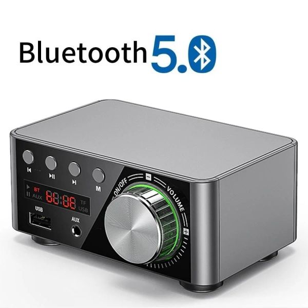 Amplificatore Mini Audio HiFi Bluetooth 5.0 Amplificatore in Classe D di potenza Tpa3116 Amplificatore digitale 50W * 2 Home Audio Car Marine USB/AUX IN