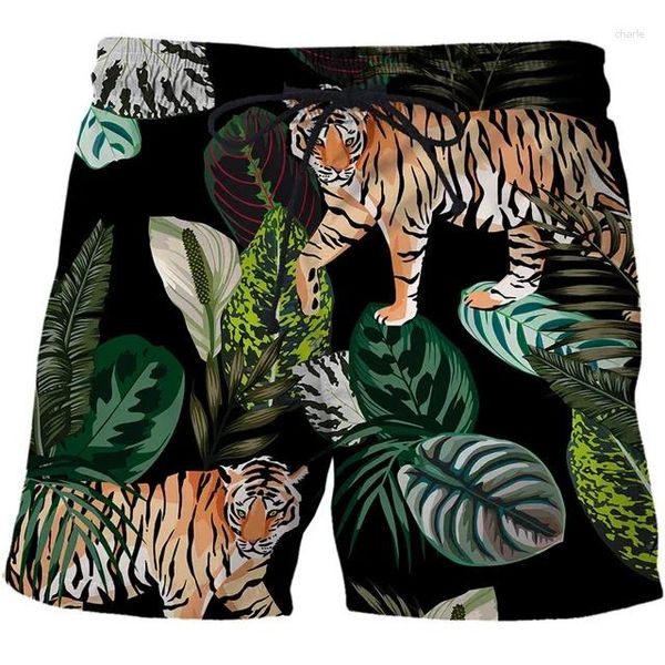 Herren-Shorts, Motiv: Tiger, Giraffe, Schwimmen, Tier, Abstraktion, modisch, lässig, Herrenbekleidung, Badehose, Sommer, 3D-Druck