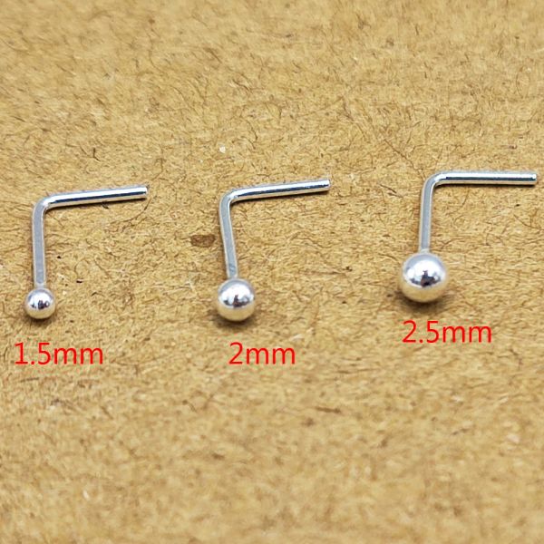 Fascino 50 pz minuscolo palla naso stud filo pin piercing 1.2mm 1.5mm 1.8mm 2mm 2.5mm forma L 24G Nez piercing gioielli argento sterling 925