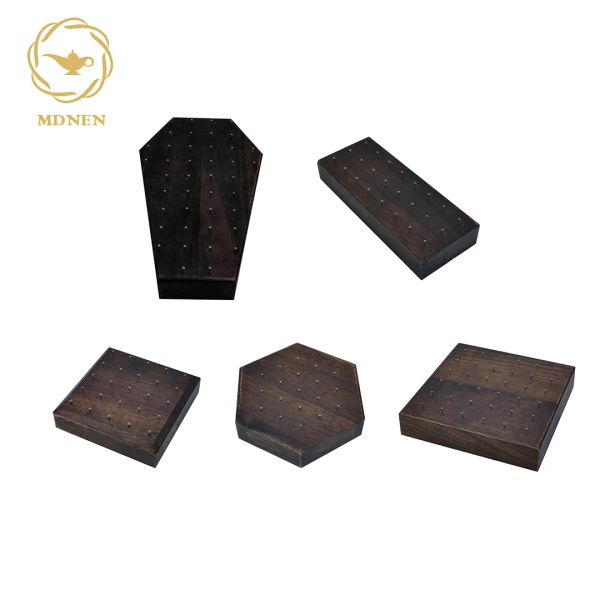 Stud MDNEN Präsentationsständer aus massivem Holz aus schwarzem Walnussholz für 16G/14G/gewindelose Piercing-Schmuck-Ohrstecker